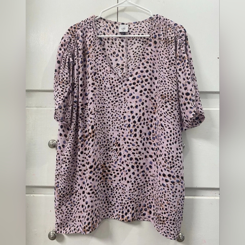 Cabi Size Medium Short Sleeve Seaside Dolman  Pink Leopard Blouse Top
